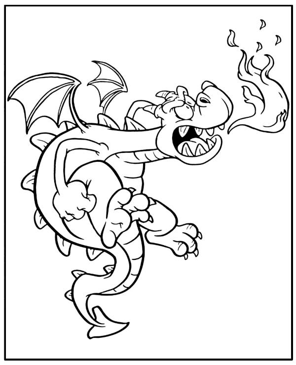 Dragon Blazing Fire Coloring Page Coloring Page — Free Printable — free printable coloring page