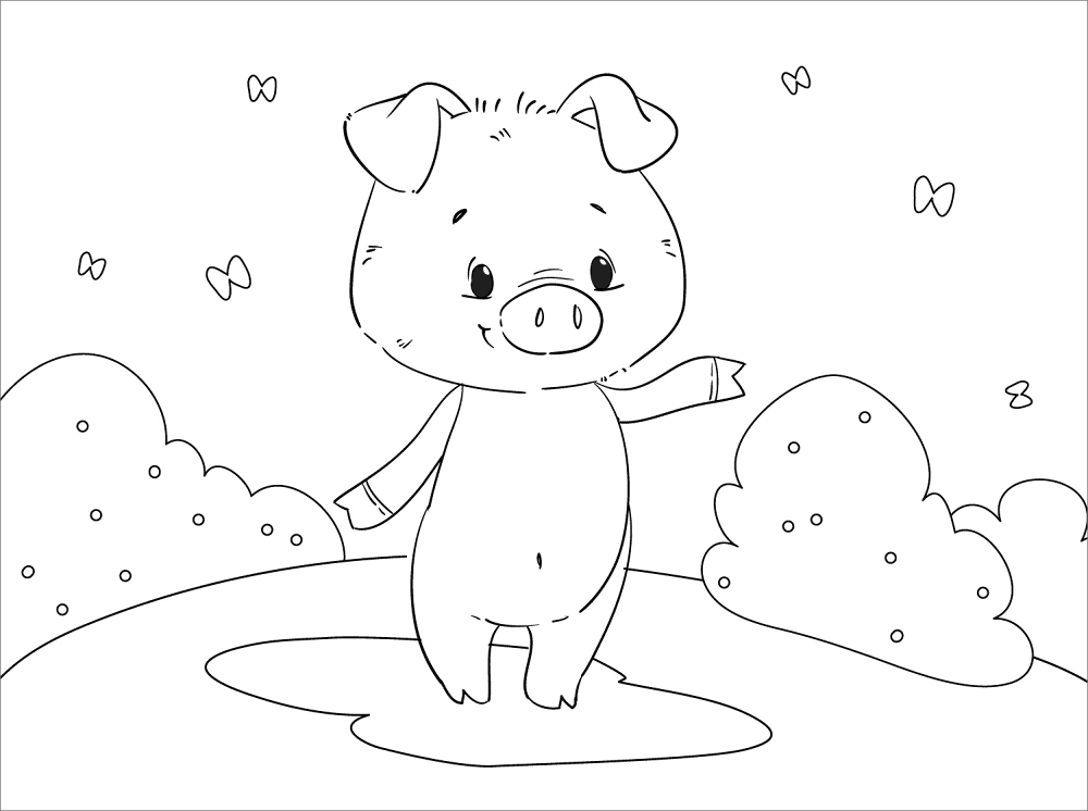 Cute Pig Coloring Page Md Coloring Page — Free Printable — free printable coloring page