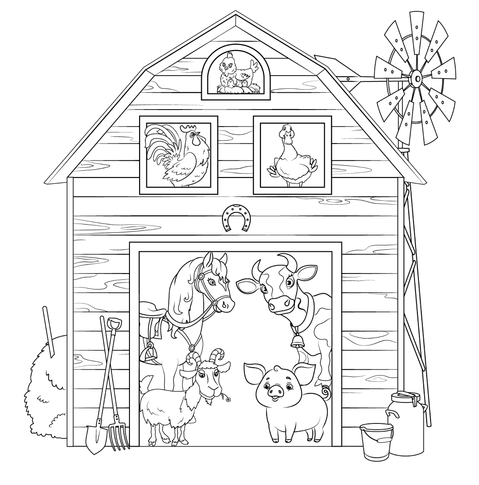 Farm Barn With Animals Coloring Page Md Coloring Page — Free Printable — free printable coloring page