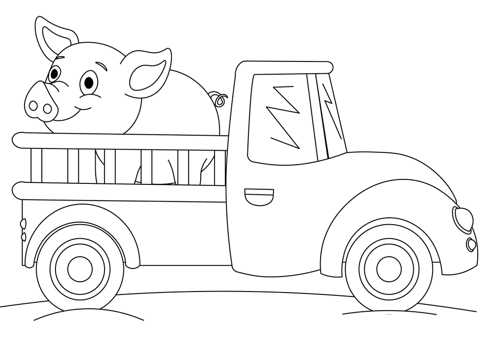 Farmers Pickup With Pig Coloring Page Md Coloring Page — Free Printable — free printable coloring page