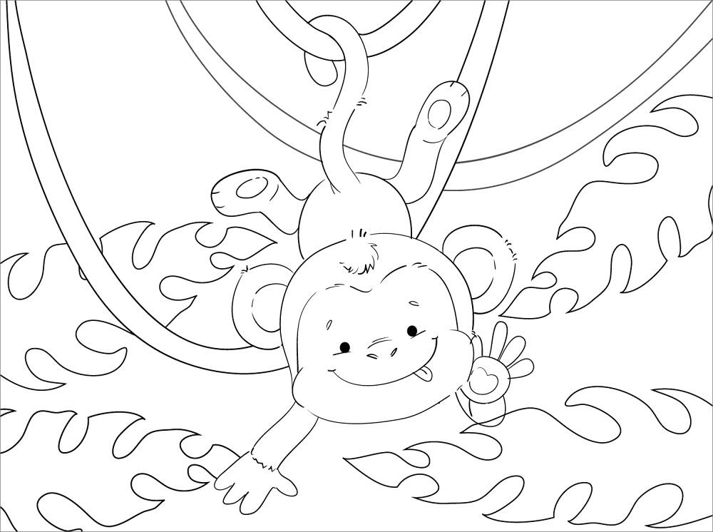 Cute Monkey Coloring Page Md Coloring Page — Free Printable — free printable coloring page