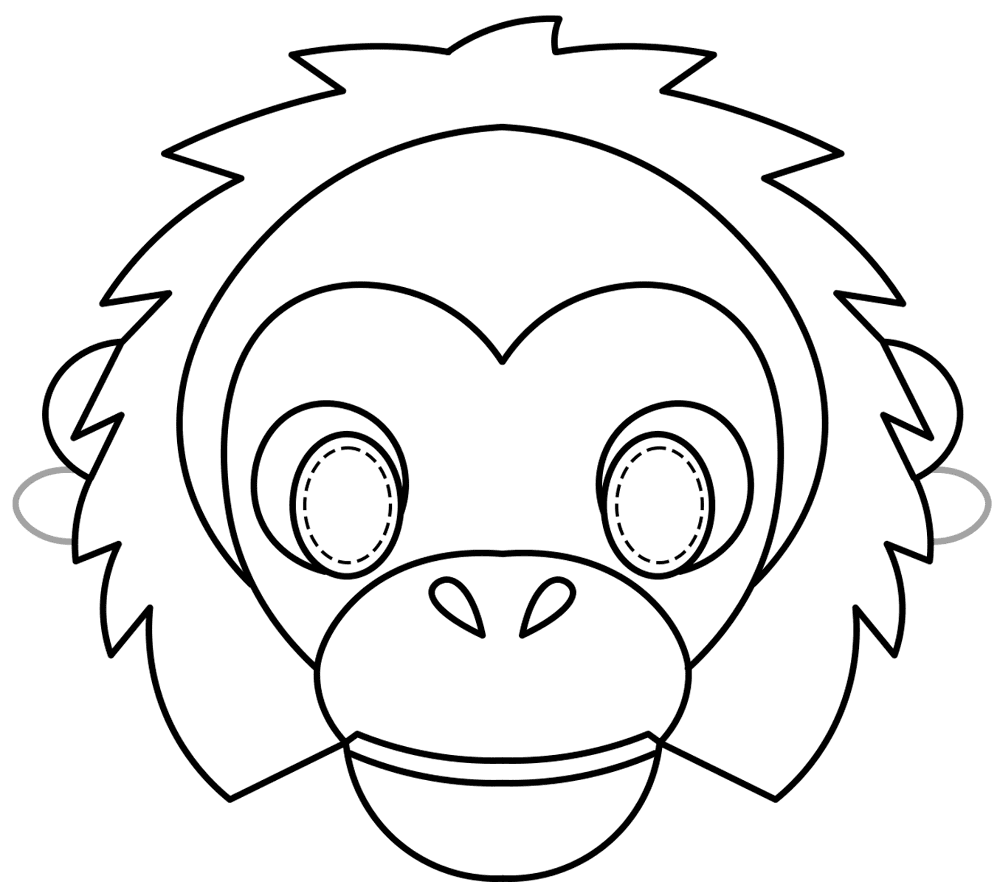 Monkey Rainforest Animal Paper Mask Md Coloring Page — Free Printable — free printable coloring page