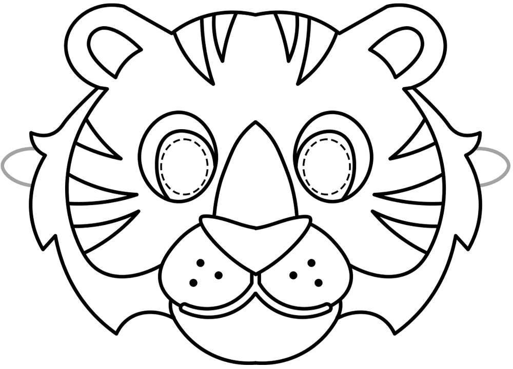 Tiger Rainforest Animal Paper Mask Md Coloring Page — Free Printable — free printable coloring page