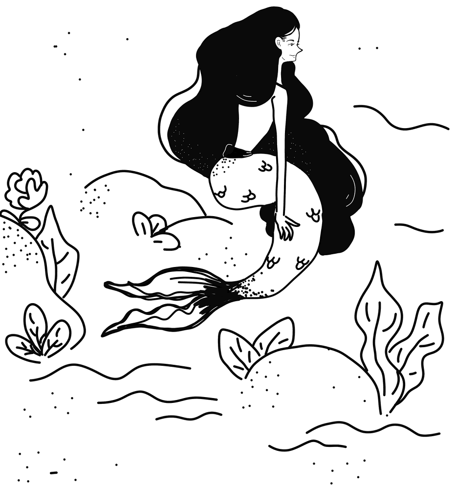 Mermaid Sitting At The Bottom Of The Ocean Coloring Page Md Coloring Page — Free Printable — free printable coloring page