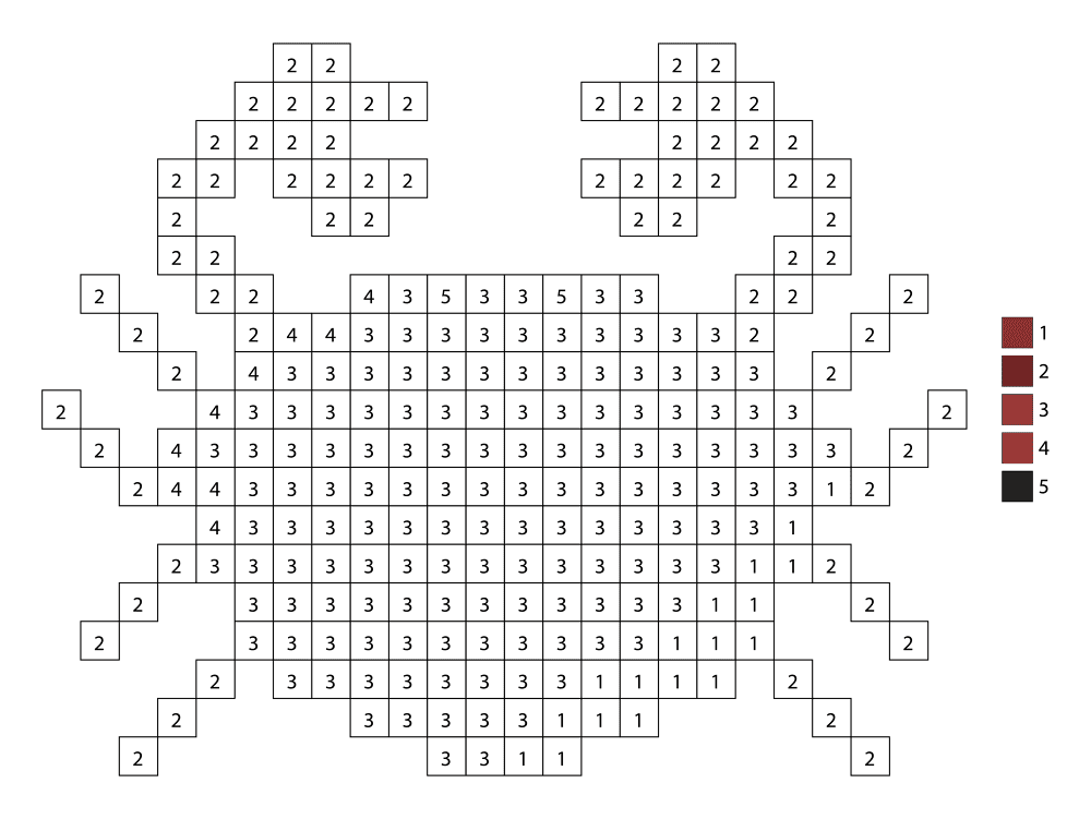 Pixel Crab Color By Number 1 Md Coloring Page — Free Printable — free printable coloring page