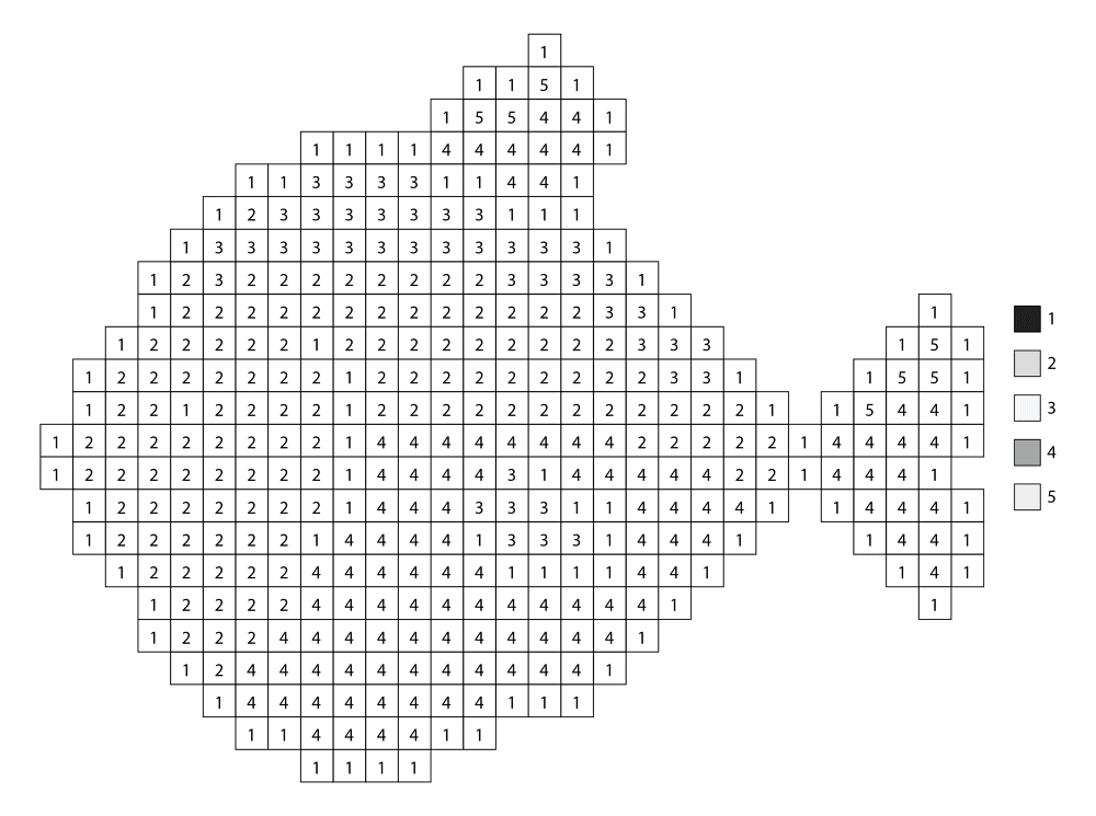 Pixel Fish Color By Number 1 Md Coloring Page — Free Printable — free printable coloring page