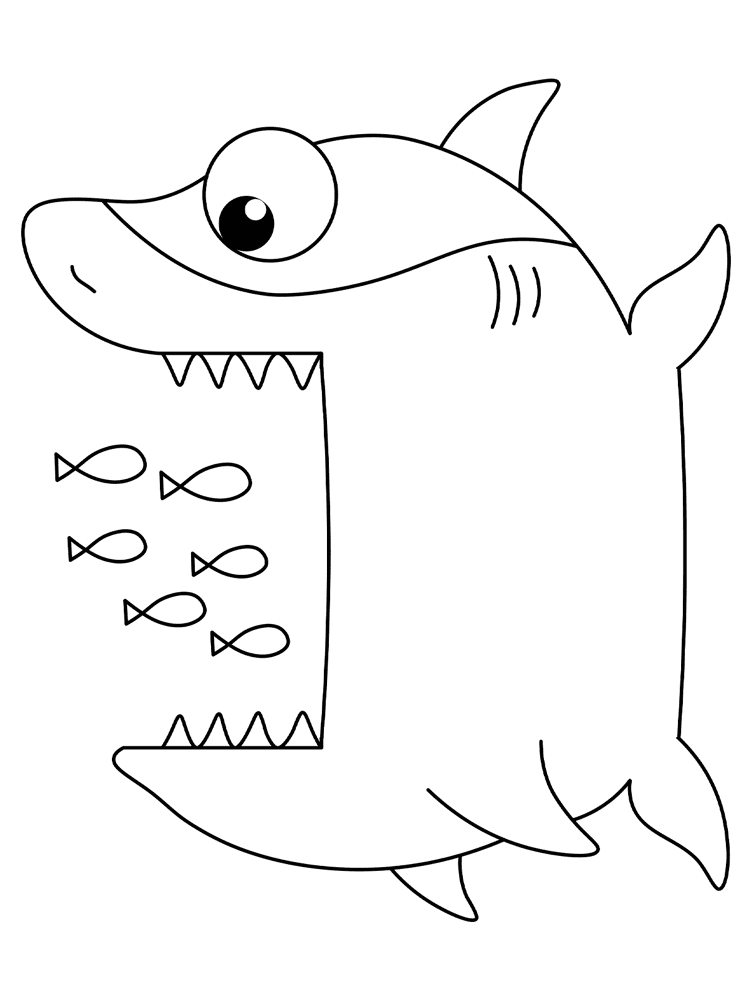Shark Chasing Small Fish Md Coloring Page — Free Printable — free printable coloring page