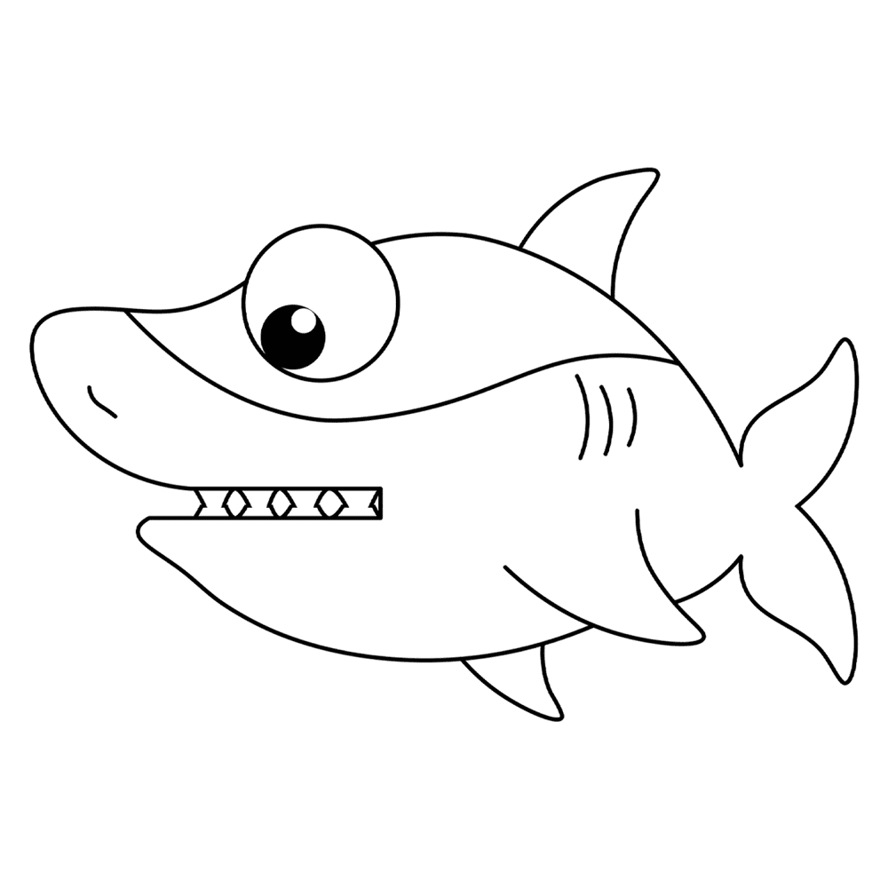 Smiling Cartoon Shark Md Coloring Page — Free Printable — free printable coloring page
