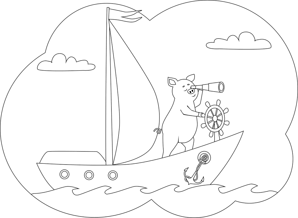 Transport Pig And Ship Coloring Page Md Coloring Page — Free Printable — free printable coloring page