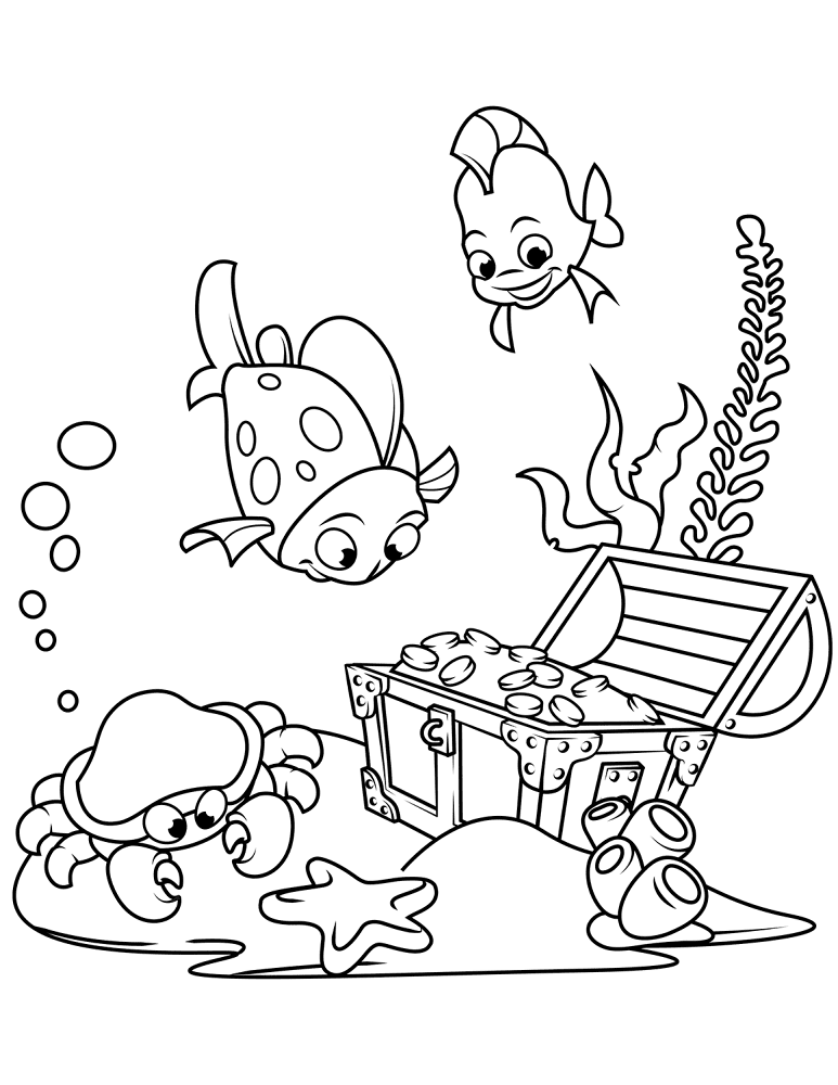 Treasure Chest On The Bottom Of The Sea Coloring Page Md Coloring Page — Free Printable — free printable coloring page