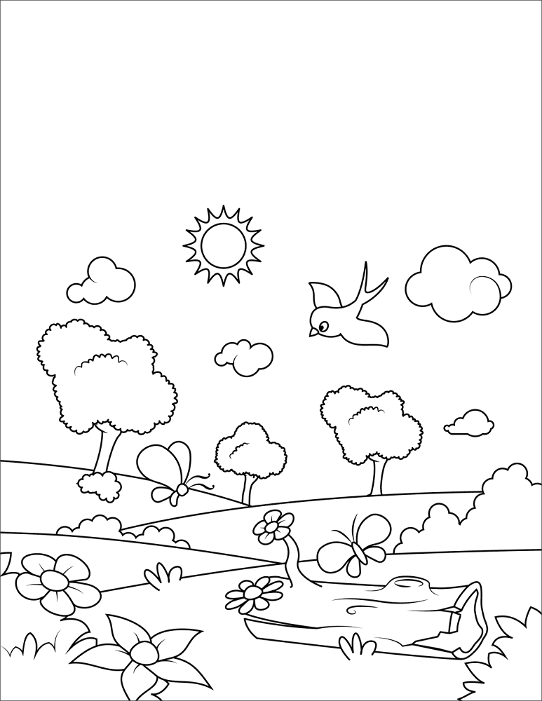 Blossoming Spring Coloring Page Md Coloring Page — Free Printable — free printable coloring page