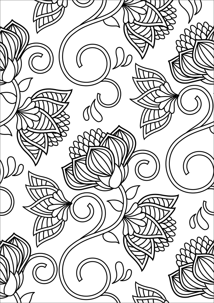 Lotus Pattern Coloring Page Md Coloring Page — Free Printable — free printable coloring page