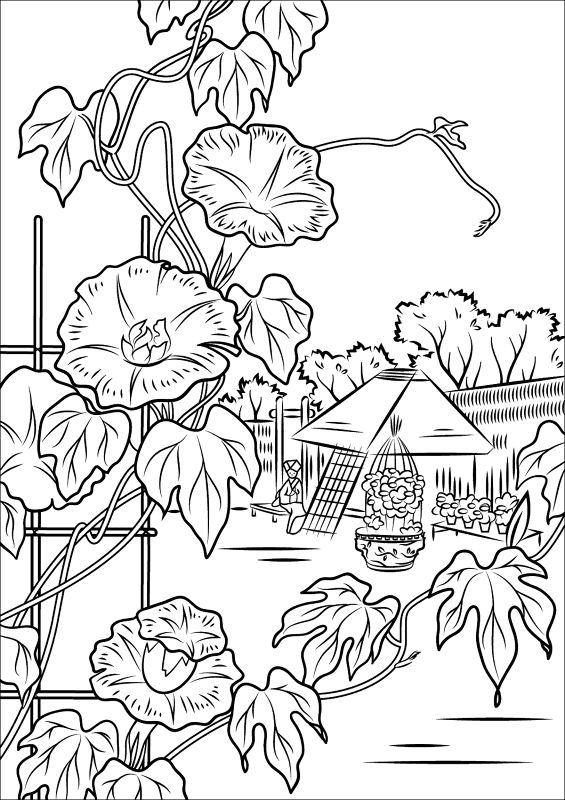 Morning Glory By Hiroshige Coloring Page Md Coloring Page — Free Printable — free printable coloring page