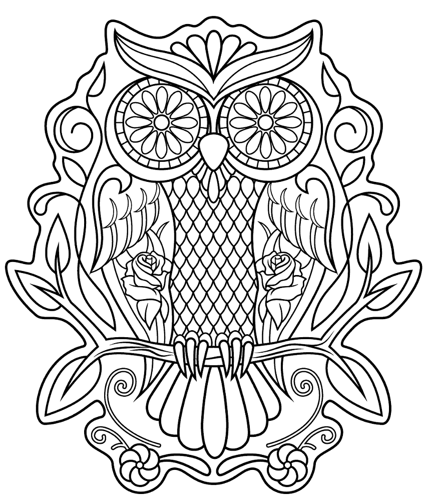 Sugar Skull Owl Coloring Page Md Coloring Page — Free Printable — free printable coloring page