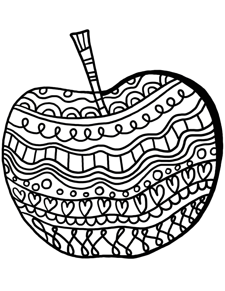 Apple With Pattern Coloring Page Md Coloring Page — Free Printable — free printable coloring page