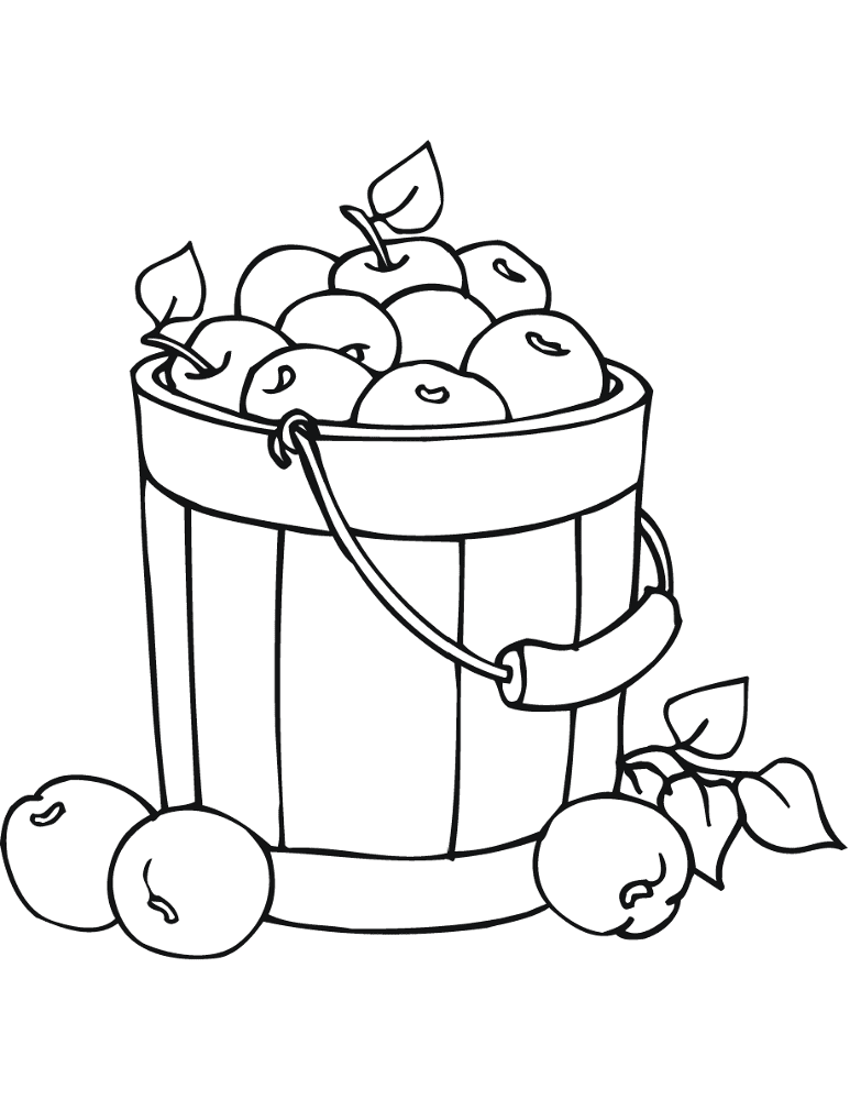 Apples In A Bucket Coloring Page Md Coloring Page — Free Printable — free printable coloring page