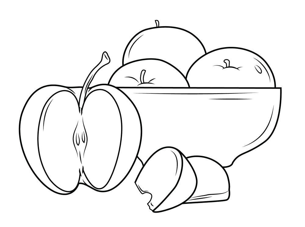 Apples In A Plate Coloring Page Md Coloring Page — Free Printable — free printable coloring page