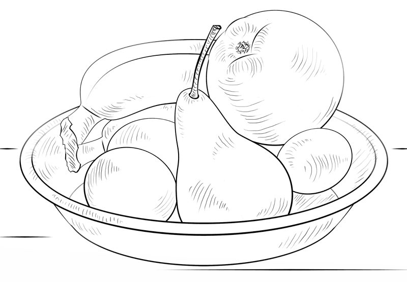 Bowl Of Fruits Coloring Page Md Coloring Page — Free Printable — free printable coloring page