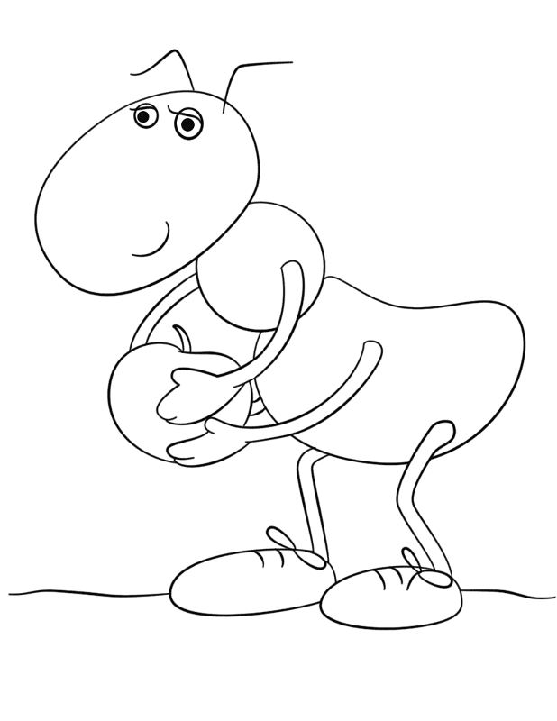 Cartoon Ant Holds A Cherry Coloring Page Md Coloring Page — Free Printable — free printable coloring page