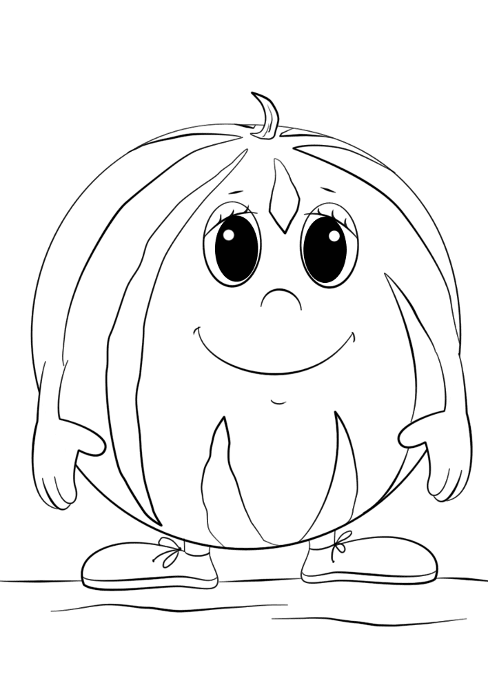 Cartoon Watermelon Character Coloring Page Md Coloring Page — Free Printable — free printable coloring page