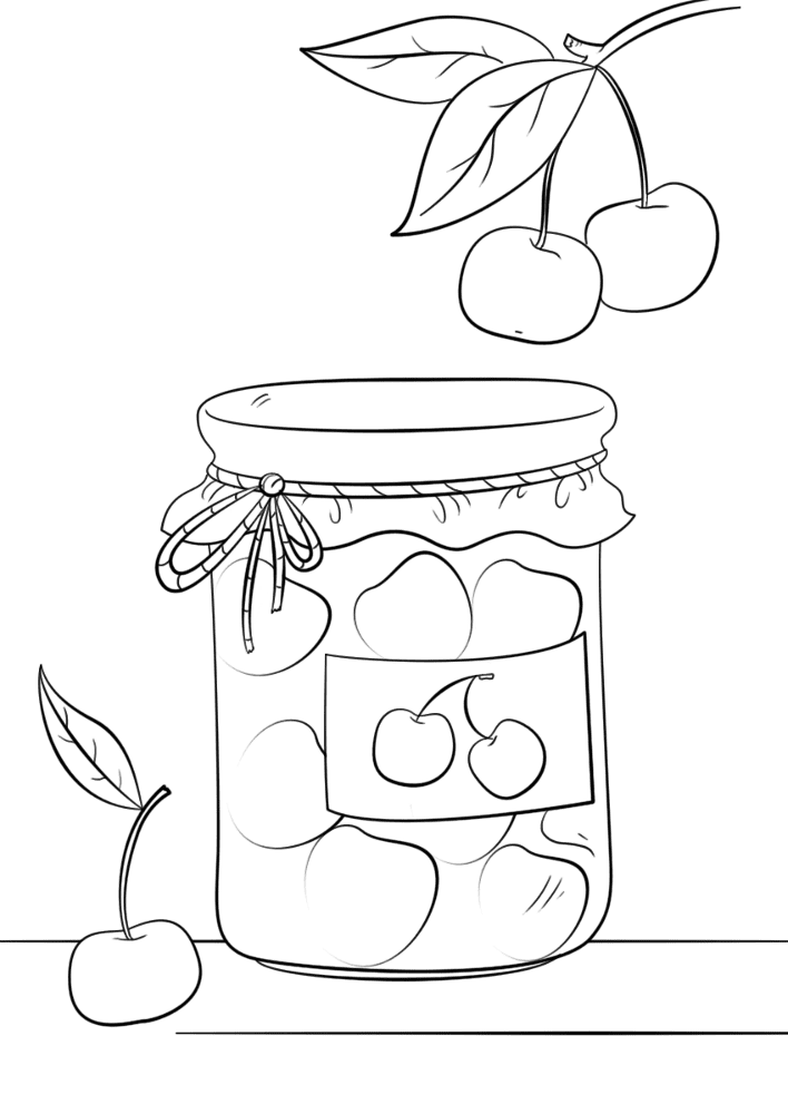 Cherry Jam Jar Coloring Page Md Coloring Page — Free Printable — free printable coloring page