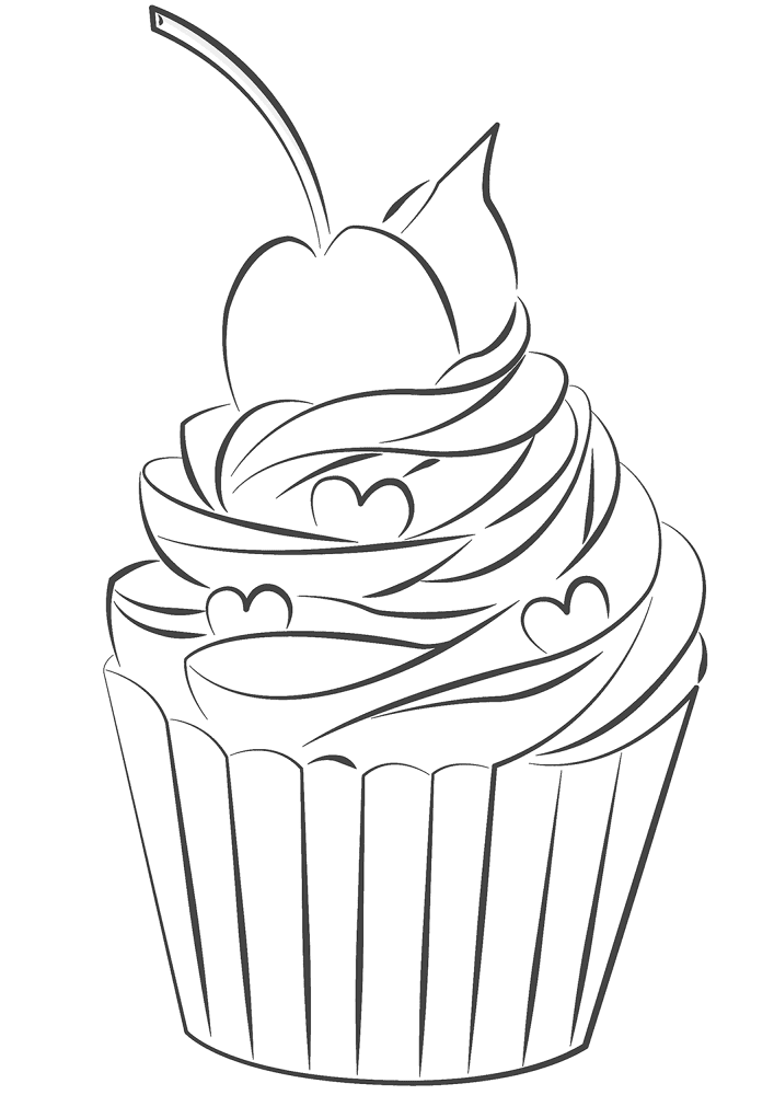 Cupcake With Cherry On Top Coloring Page Md Coloring Page — Free Printable — free printable coloring page