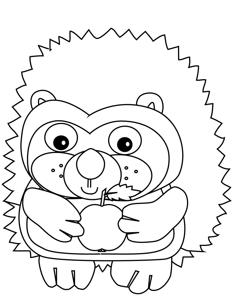 Hedgehog With Apple Coloring Page Md Coloring Page — Free Printable — free printable coloring page