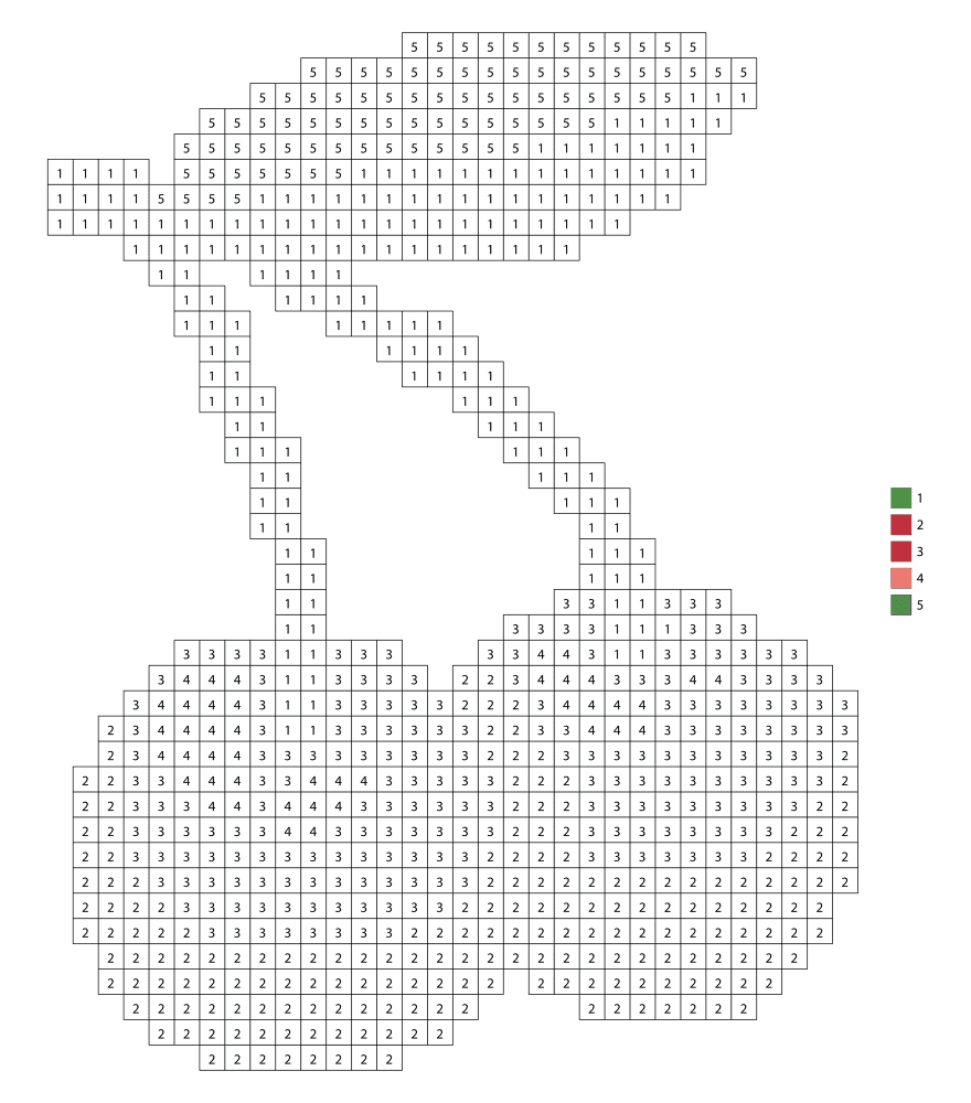 Pixel Cherry Color By Number 3 Md Coloring Page — Free Printable — free printable coloring page