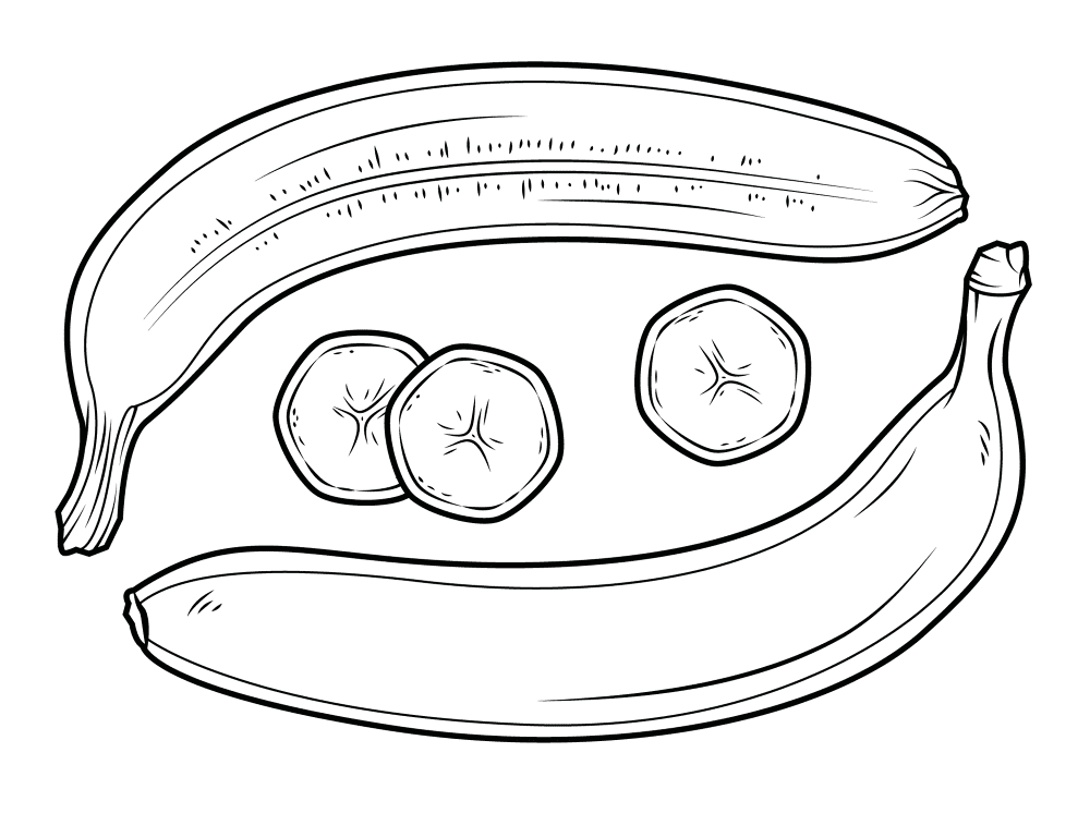 Two Bananas And Banana Slice Coloring Page Md Coloring Page — Free Printable — free printable coloring page