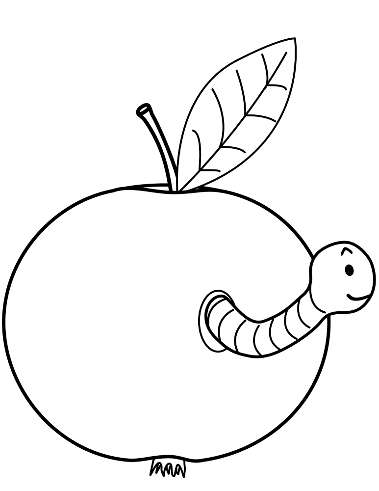 Worm Is Coming Out Of Apple Coloring Page Md Coloring Page — Free Printable — free printable coloring page