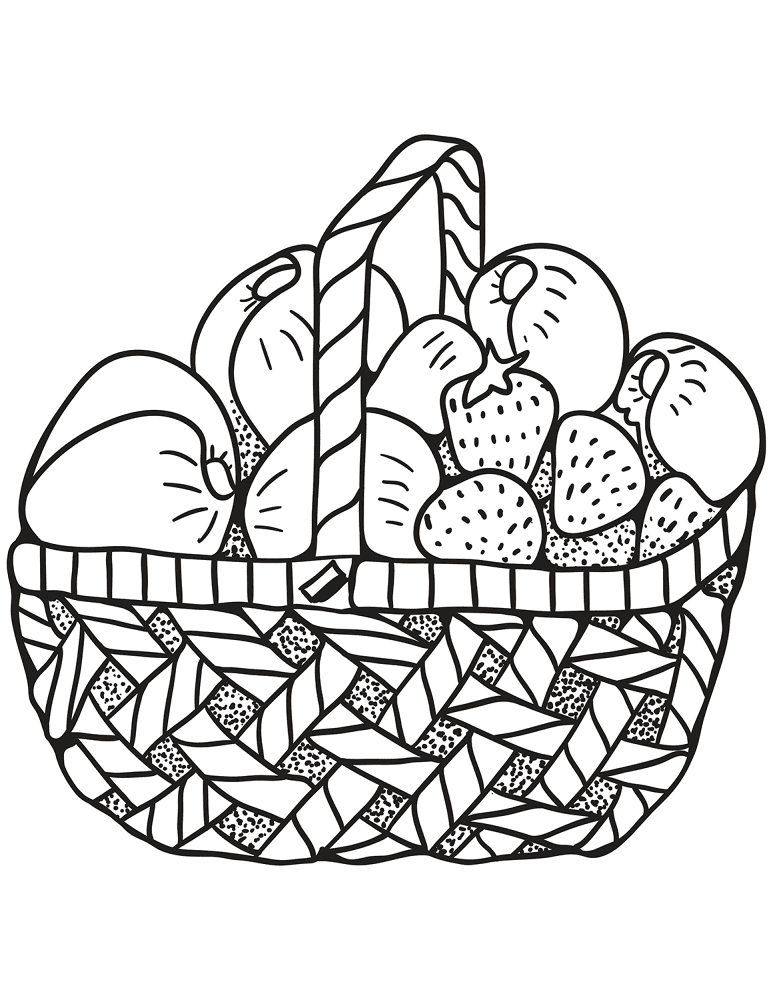 Zentangle Basket With Fruits Coloring Page Md Coloring Page — Free Printable — free printable coloring page