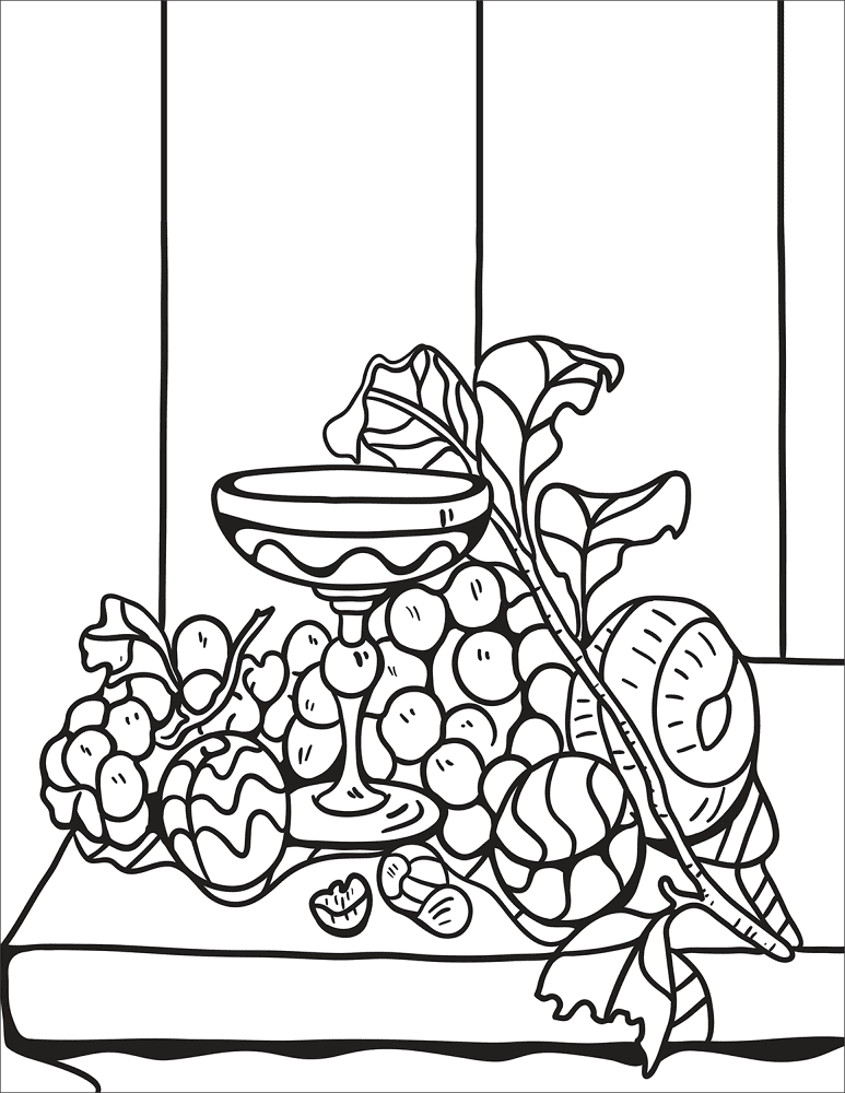 Zentangle Fruits And Chalice Coloring Page Md Coloring Page — Free Printable — free printable coloring page