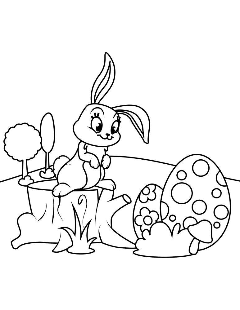 Cute Easter Bunny On Hemp Coloring Page Md Coloring Page — Free Printable — free printable coloring page