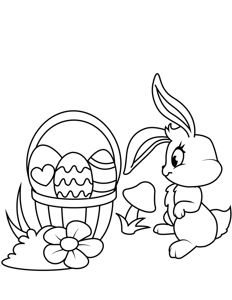 Easter Basket And Bunny Coloring Page Md Coloring Page — Free Printable — free printable coloring page