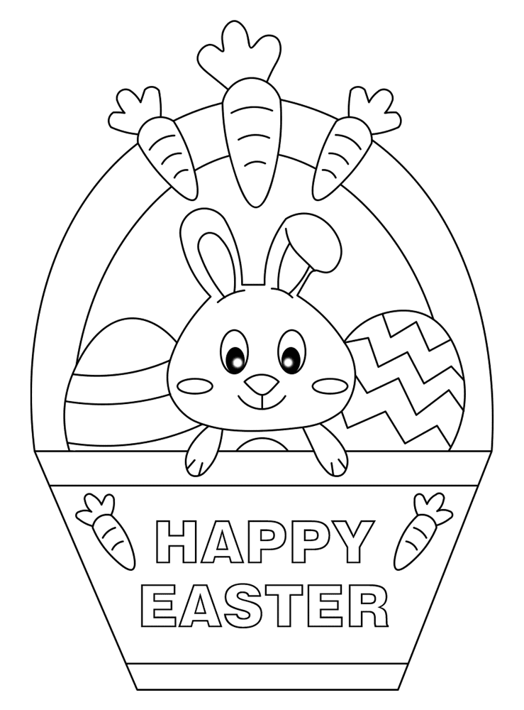 Easter Basket With Bunny And Eggs 1 Md Coloring Page — Free Printable — free printable coloring page