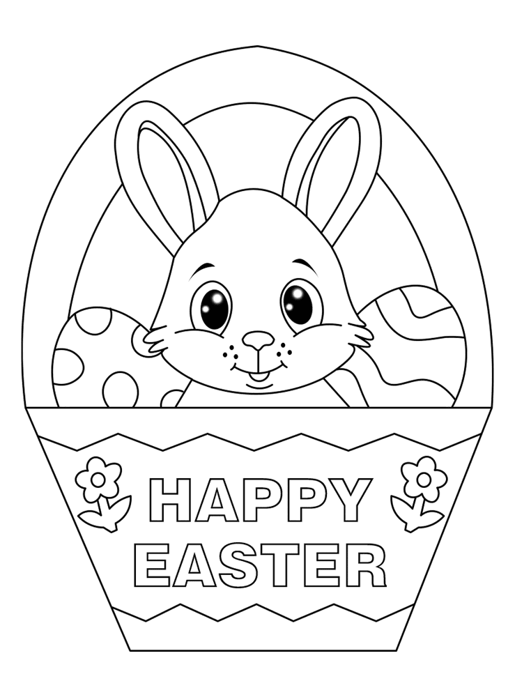 Easter Basket With Bunny Md Coloring Page — Free Printable — free printable coloring page