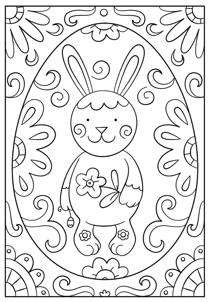 Easter Bunny Doodle Coloring Page Md Coloring Page — Free Printable — free printable coloring page