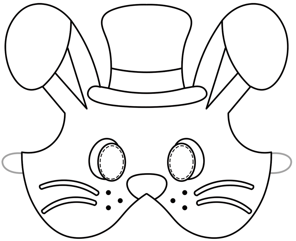 Easter Bunny Mask With Top Hat Md Coloring Page — Free Printable — free printable coloring page