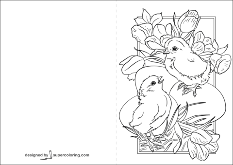 Easter Card With Chicks Coloring Page Md Coloring Page — Free Printable — free printable coloring page