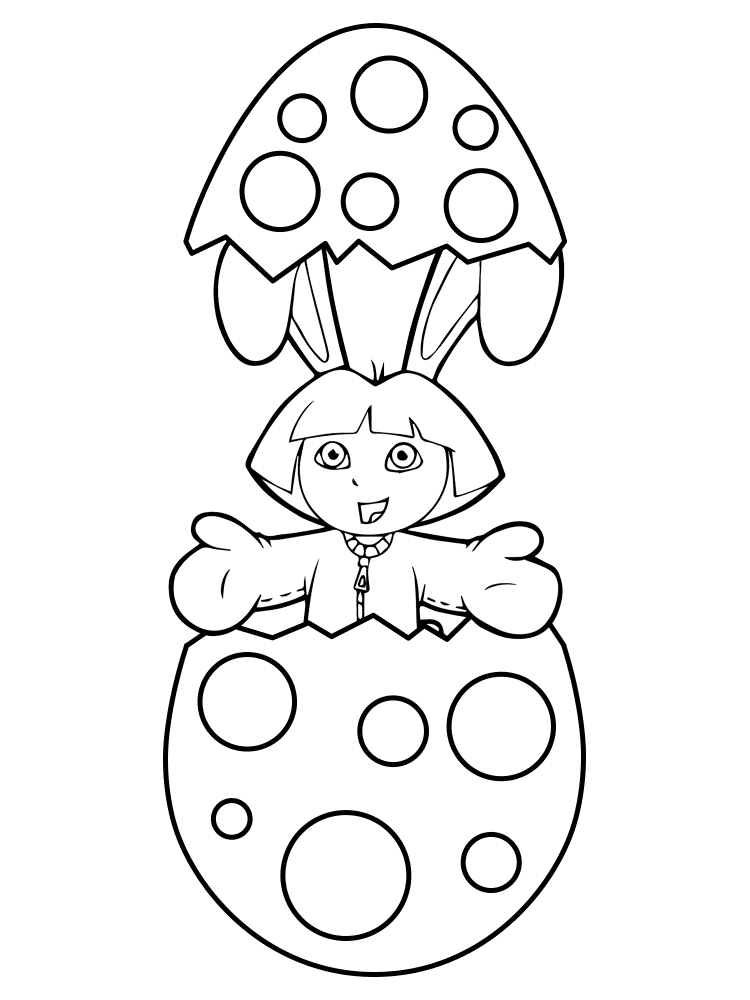 Easter Egg With Girl Dora Md Coloring Page — Free Printable — free printable coloring page