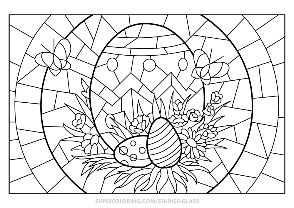 Easter Eggs Stained Glass Coloring Page Md Coloring Page — Free Printable — free printable coloring page