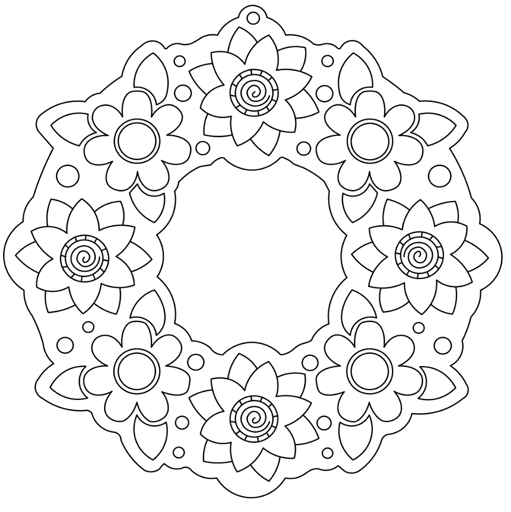 Easter Flower Decoration Wreath Md Coloring Page — Free Printable — free printable coloring page