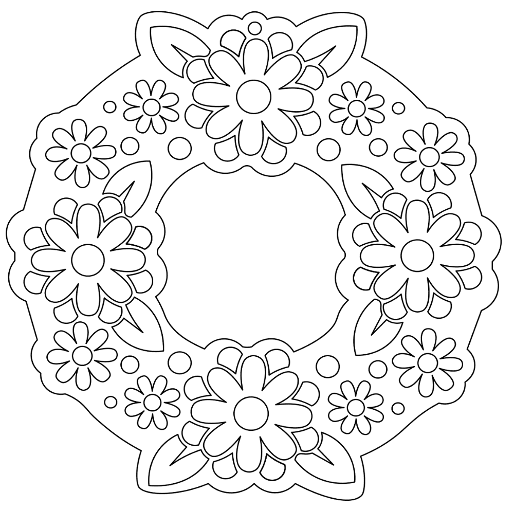 Easter Flower Wreath Decoration 2 Md Coloring Page — Free Printable — free printable coloring page