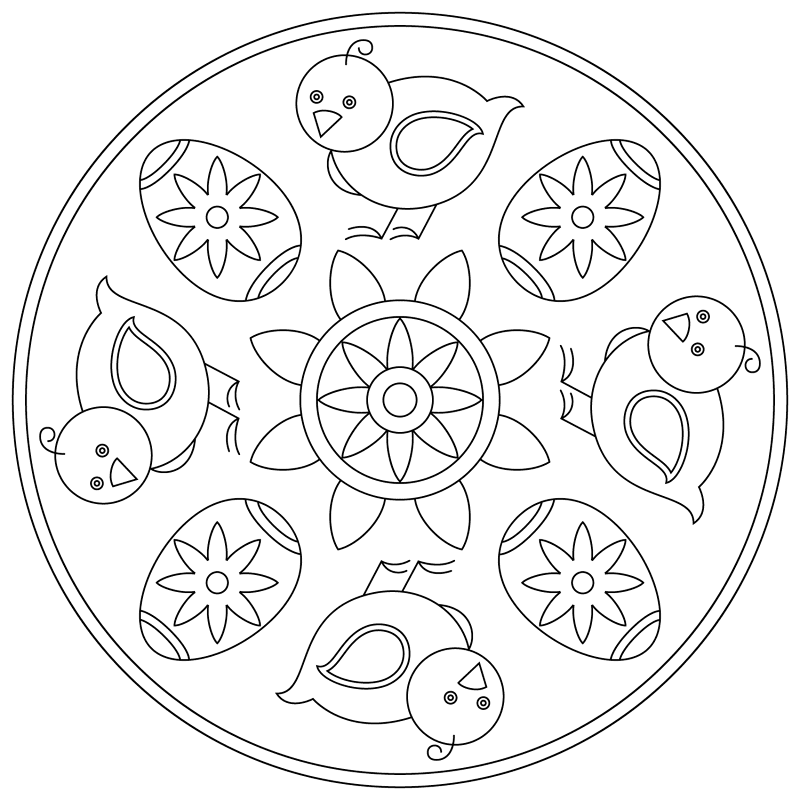 Easter Mandala With Chick And Egg Coloring Page Md Coloring Page — Free Printable — free printable coloring page