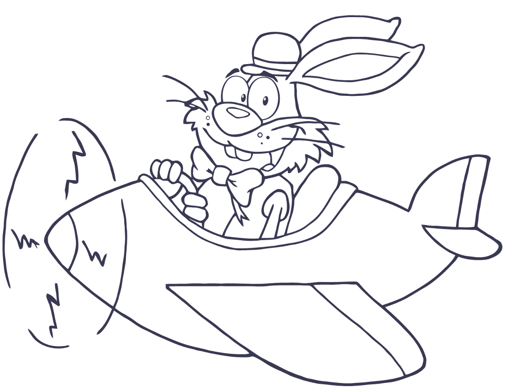 Easter Rabbit Flying With Plane Coloring Page Md Coloring Page — Free Printable — free printable coloring page