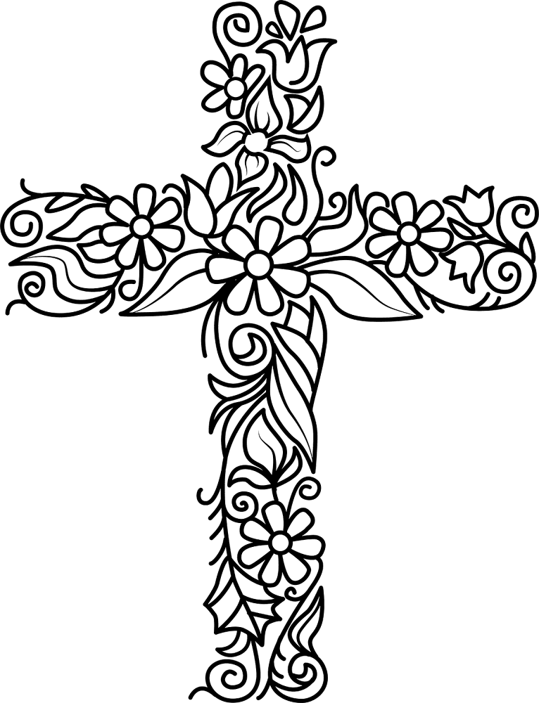 Flower Easter Cross Coloring Page Md Coloring Page — Free Printable — free printable coloring page