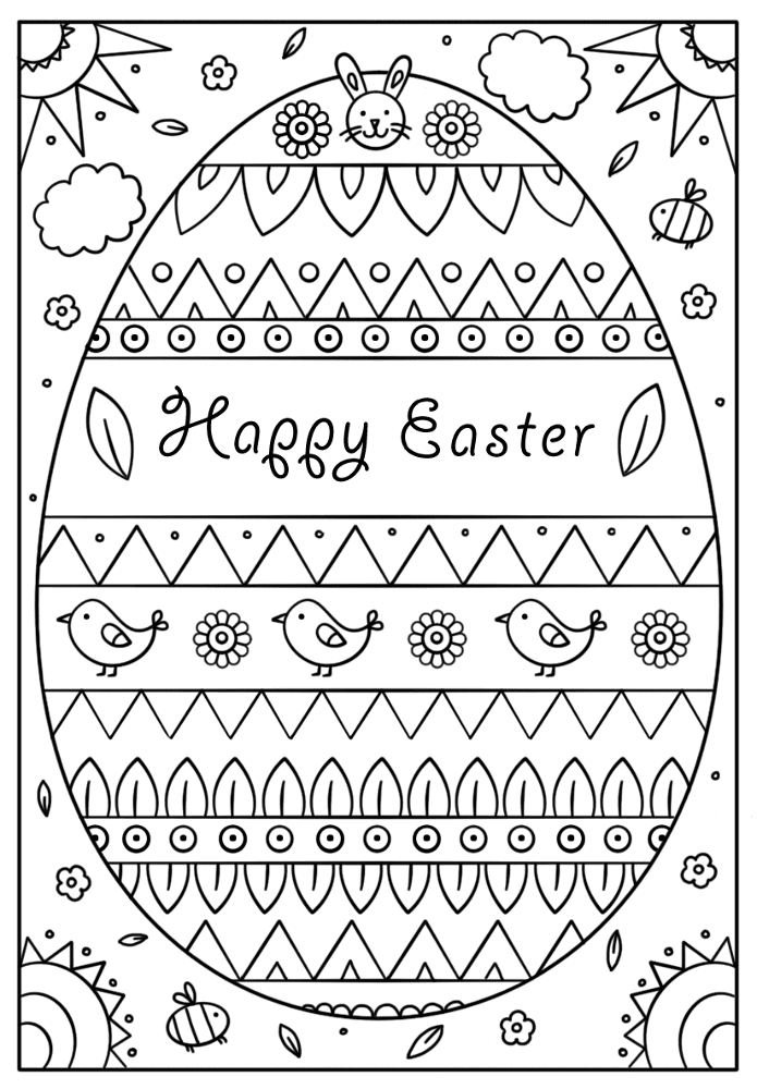 Happy Easter Doodle 2 Coloring Page Md Coloring Page — Free Printable — free printable coloring page