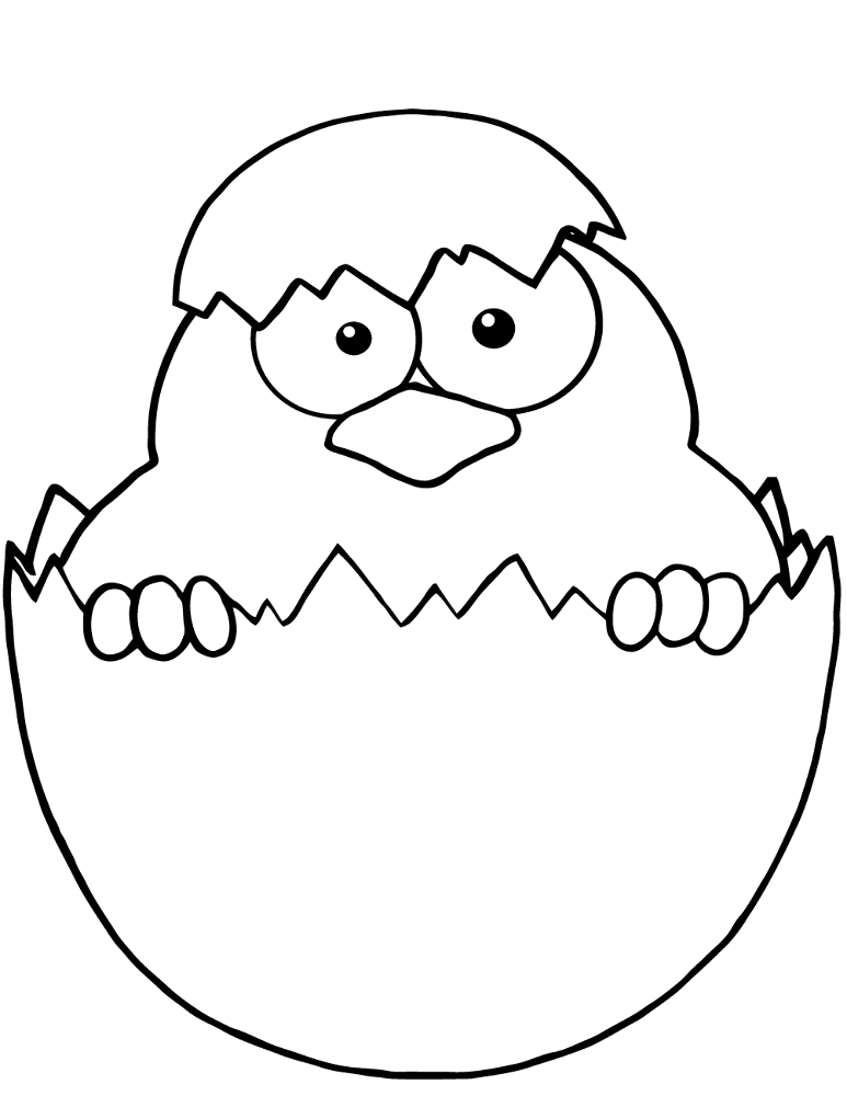 Yellow Chick Peeking Out Of An Egg Shell Coloring Page Md Coloring Page — Free Printable — free printable coloring page