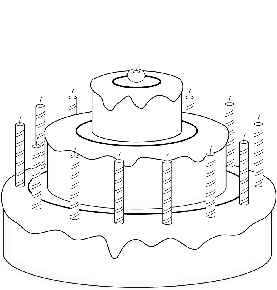 Birthday Cake With Cherry Coloring Page Md Coloring Page — Free Printable — free printable coloring page