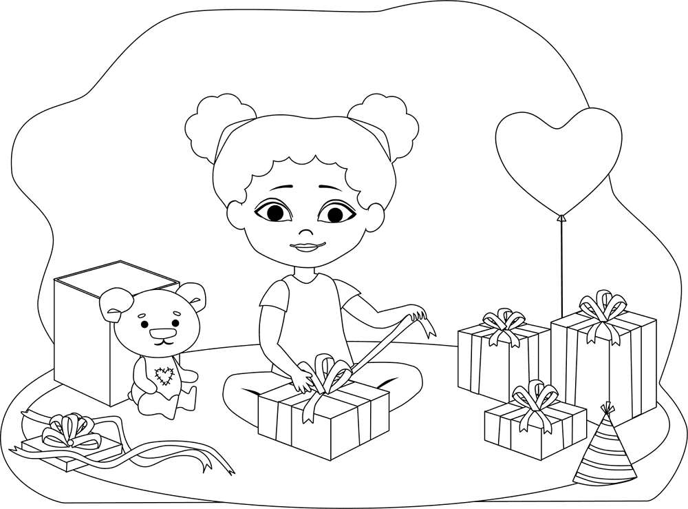 Birthday Girl 4 Coloring Page Md Coloring Page — Free Printable — free printable coloring page